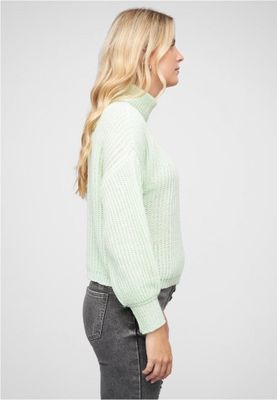 Mint pullover med opretstående krave og V-udskæring