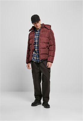 Logotyp bröst Hooded Puffer Jacket för herr – cherry