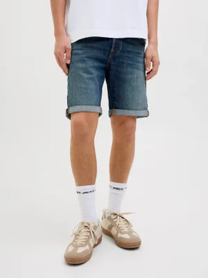 Fox Denim Shorts Normal Passform Blå Medelhög Midja