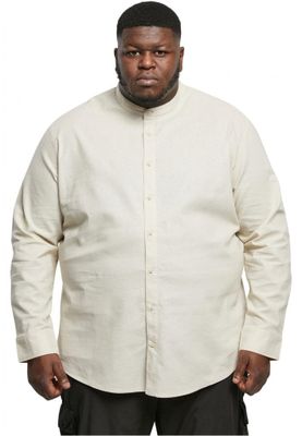 Cotton Linen Stand Up Collar Shir