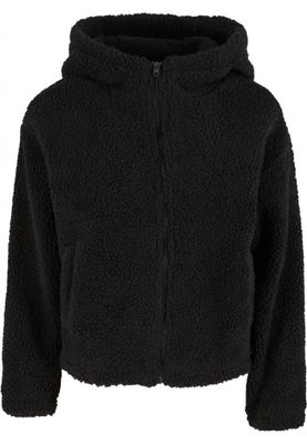 Women's short teddy jacket with hood