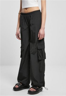Wide nylon cargo pants for women