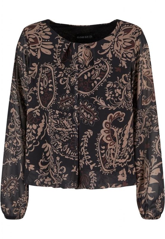 Chiffon bluse med ornament print