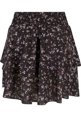 Short flounce skirt with floral pattern