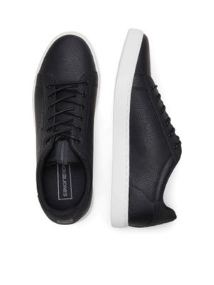 Black leather-like sneakers