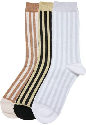 Metallic Effect Stripe Socks 3-Pack