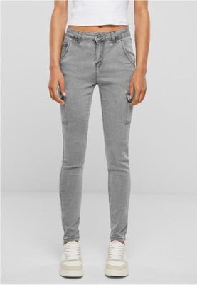 Gray cargo jeans with high waist for women