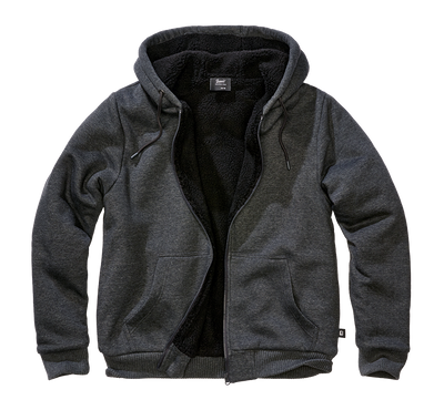 Huvtröja med teddyfoder för herr – black melange