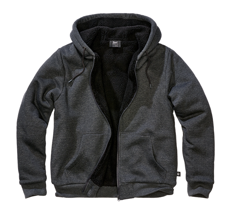 Huvtröja med teddyfoder för herr – black melange