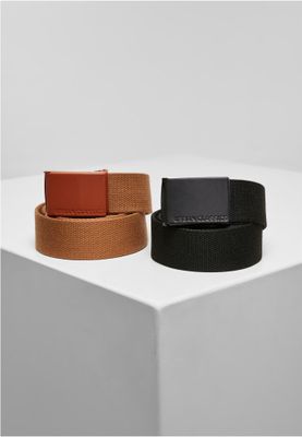 Colored Buckle Canvas Belt 2-Pack
