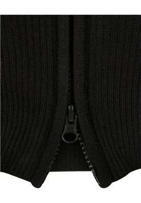 Ladies Cropped Rib Knit Zip Cardigan