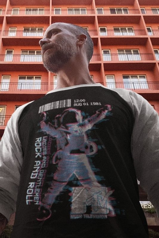 MTV Moon Man Baseball 3/4 Sleeve Tee