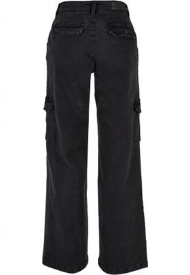 Ladies High Waist Straight Denim Cargo Pants