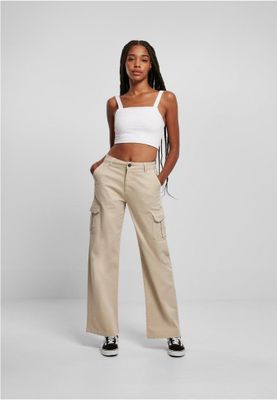 Ladies High Waist Straight Cargo Pants