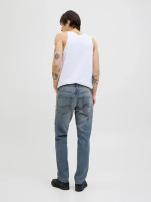 Stentvättade jeans tapered fit herr - MIKE