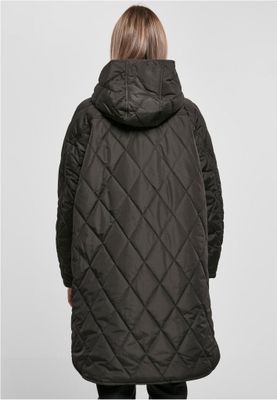 Ladies Oversized Diamond Quilted Hooded Coat