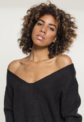 V-neck sweater with lace in the back lady