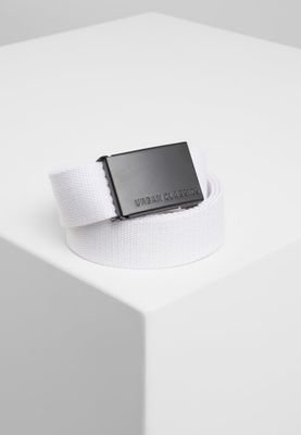 Light canvas belt with black buckle