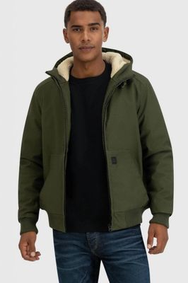 Short hooded jacket with teddy lining