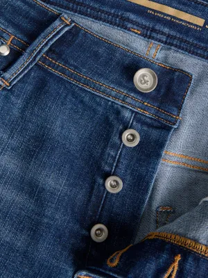 Mörkblå stentvättade jeans tapered fit - MIKE