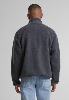 Sporty fleece jacket for men with zipper and breast pocket