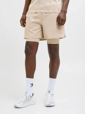 Sportshorts herr – beige med elastisk midja