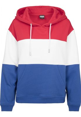 Ladies Oversize 3-Tone Hoody blk/wht/gry L