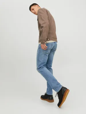 Ljusblå stentvättade tapered fit jeans - MIKE