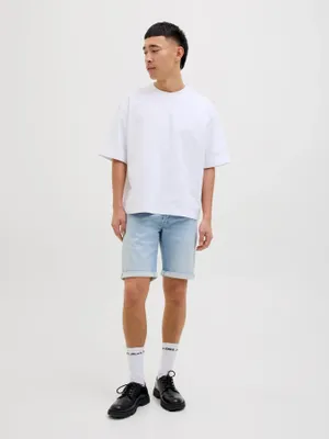 Ljusblå jeansshorts herr – regular fit med stretch