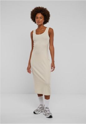 Midi dress in stretchy cotton with round neckline