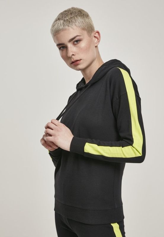 Sort hættejakke med neonfarvet stribe lady