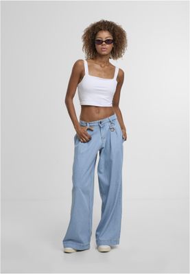 Ladies Wide Leg Lätta Denim Byxor i Bomull