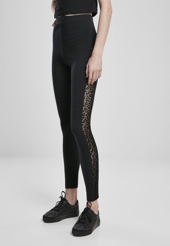 Leggings with lace on the side