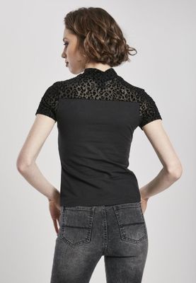 Top with high neck and lace