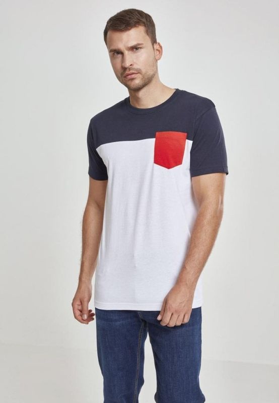 Three-color t-shirt with chest pocket
