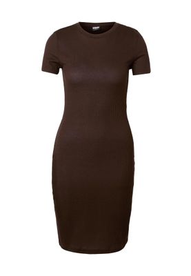 Ribbad t-shirtklänning för dam – brun