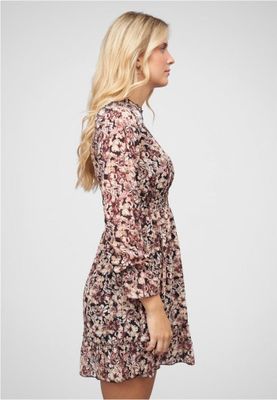 Chiffon dress with waistband and floral print