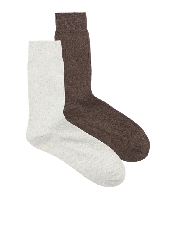 Kostymstrumpor herr ljusgrå och brun - 2-pack