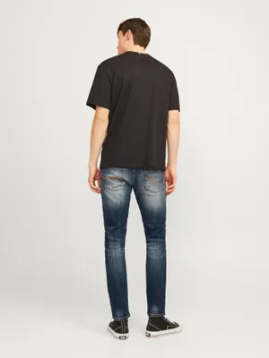 Mörka slim fit jeans med stentvättad yta - GLENN