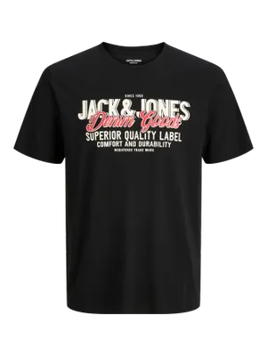 Svart T-shirt med logotryck herr plus size – Jack & Jones