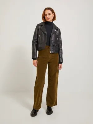 Svart ribbad turtleneck top