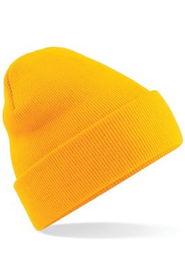 Yellow beanie in acrylic yarn