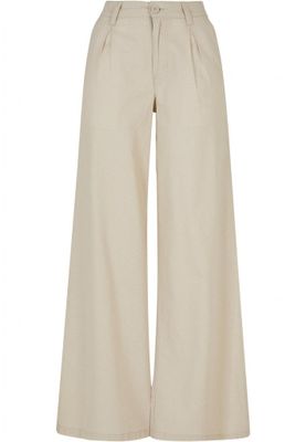 Mixed linen trousers with high waist for women