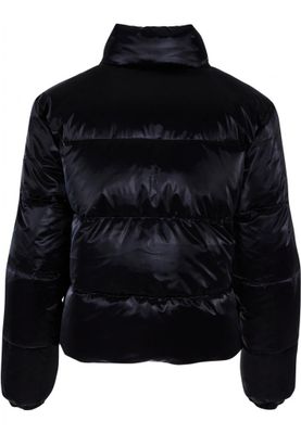 Glossy puffer jacket lady shark skin