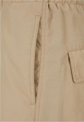 Wide nylon cargo pants for women