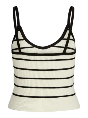 Ärmlös ribbstickad radig cropped top