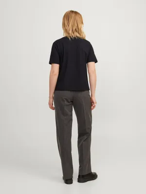 V-ringad T-shirt med kort ärm dam
