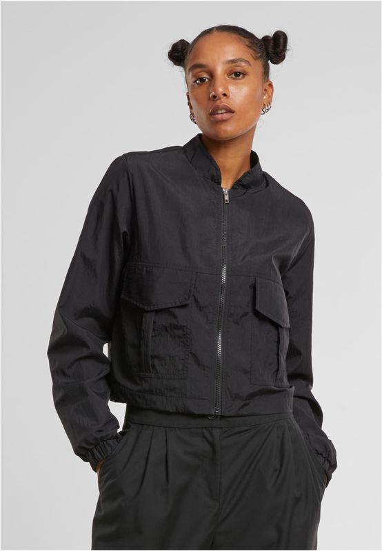 Kvinnors Kort Crinkle Nylon Jacka