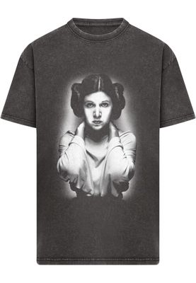 Star Wars T-shirt för herr Princess Leia Picture Acid Wash – svart