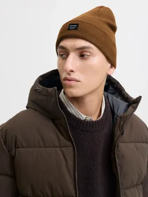 Brun ribbstickad mössa Jack & Jones